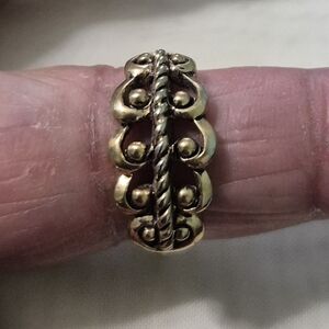 Sarah Coventry Gold-Tone Rope & Bead Accent Band Ring